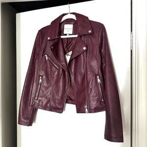 Bagatelle Faux Leather Moto Jacket – Burgundy – NWT – Size S
